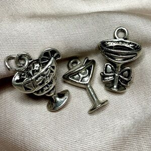 Vintage Silver Tone Cocktail Charms